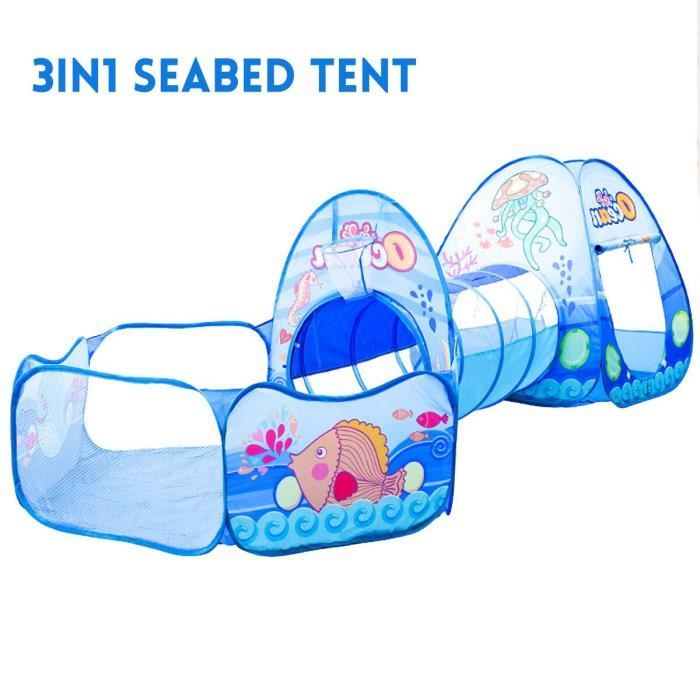 3 en 1 Tente de Jeu Piscine à Boules avec Tunnel Maison de Jouet Enfants