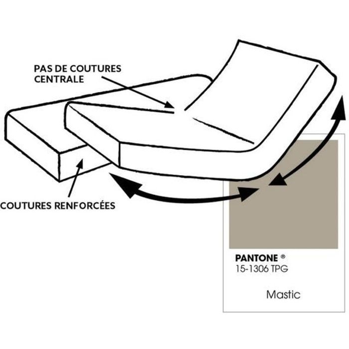 Drap housse pour lit articulé - 100% coton - Bonnet 30 cm - 2x80 x 200 cm - Taupe