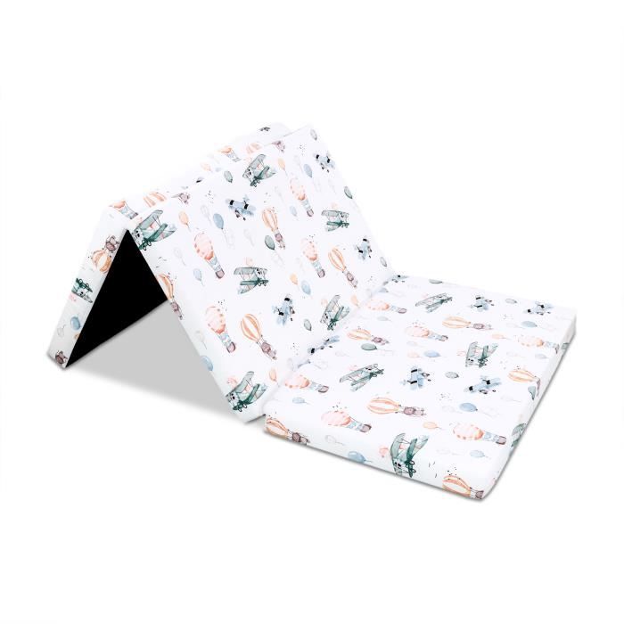Matelas lit de voyage 60x120cm pliable - matelas pliant épais pour bébés et enfants Matelas lit de voyage housse en coton - Ballons
