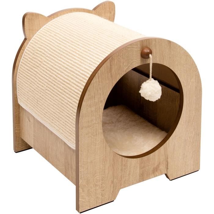 VESPER Meuble à griffer Minou - 36 x 36,5 x 40,5 cm - Marron clair - Pour chat