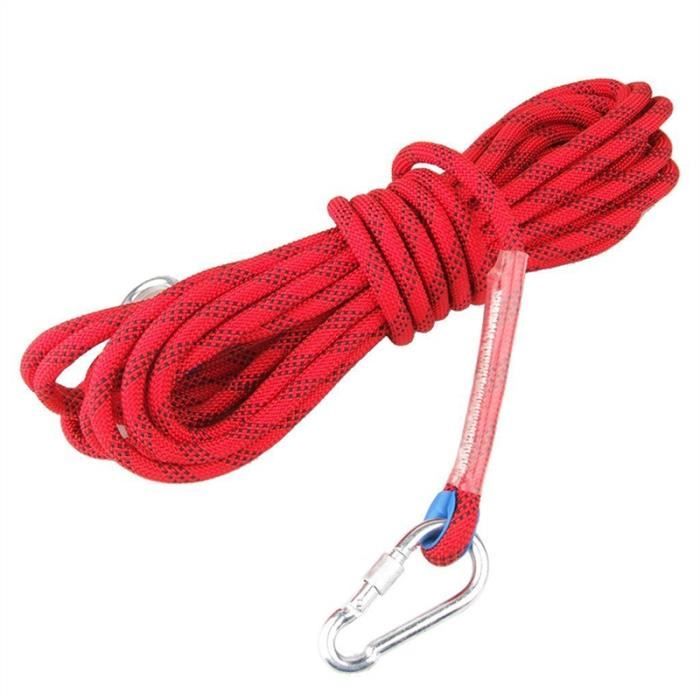 Corde de protection 10M avec mousquetons pour l'escalade plein air Porter secours(rouge)