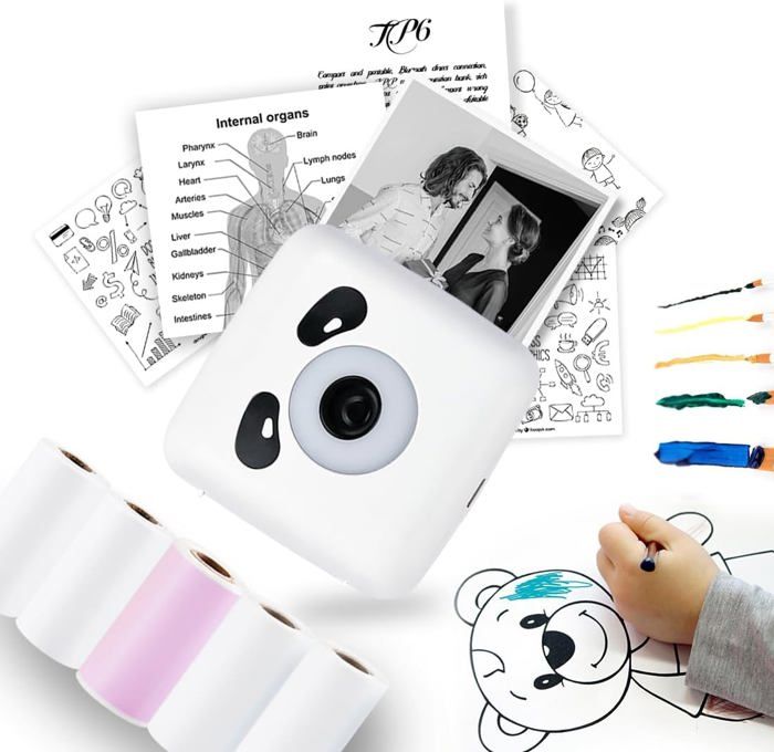 Mini Imprimante Thermique Bluetooth Portable - Compatible Smartphone - Pour étiquettes, Notes, Listes (Papier 57mm Inclus) - 12
