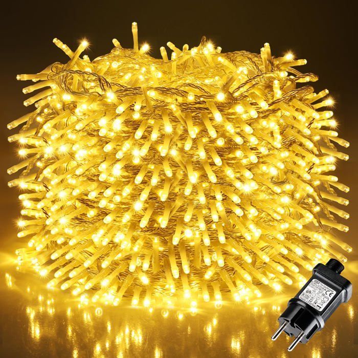 Guirlande lumineuse - LIGHTNUM - 20010 - 15 m (12 m LED) - 8 modes avec mémoire - IP44 blanc chaud