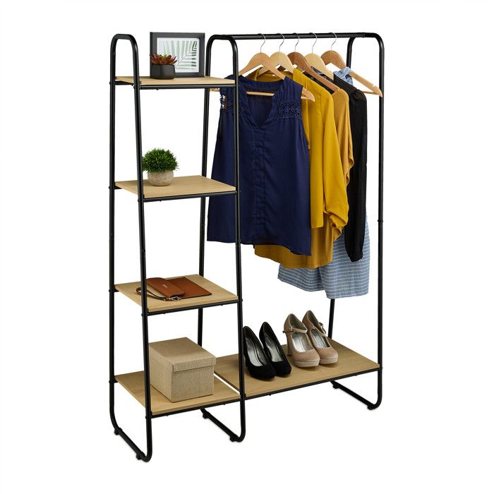 Relaxdays Portemanteau non fixe en métal avec niveaux pour vos vestes et vos chemises HxLxP : 150x100x41 cm noir
