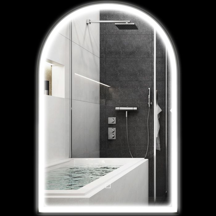 Miroir de salle de bain LED - HOMCOM - 90 x 60cm - lumière réglable 3 couleurs anti-buée interrupteur tactile - noir