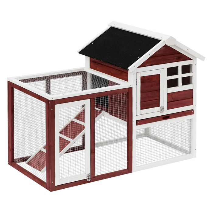 Cage à lapins - PawHut - niche supérieure avec rampe plateau excrément fenêtre + enclos 2 portes - 123 5x62 6x92 5cm rouge brique Cage à lapins - PawHut - niche supérieure avec rampe plateau excrément fenêtre + enclos 2 portes - 123 5x62 6x92 5cm rouge brique
