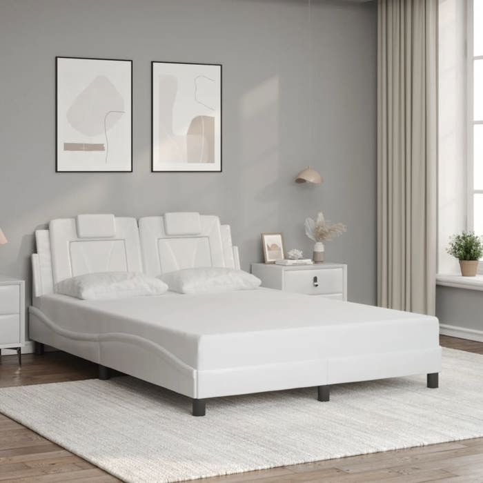 SALE 2025Structure/Cadre de lit - Lit 2 personnes - blanc 140x190 cm similicuir26.75 Kg 4172