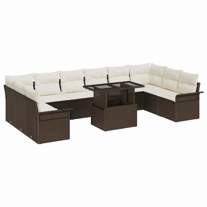 vidaXL Ensemble de canapé de jardin 11 pcs Poly Rattan