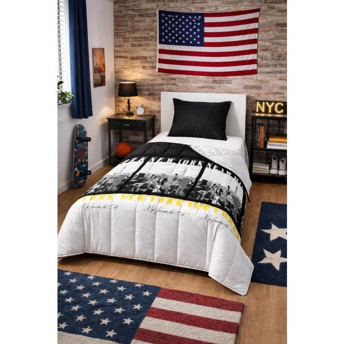 Couette légère New york / Non tissé blanc - 1 personne 140 x 200 - Spécial été - MORTREUX