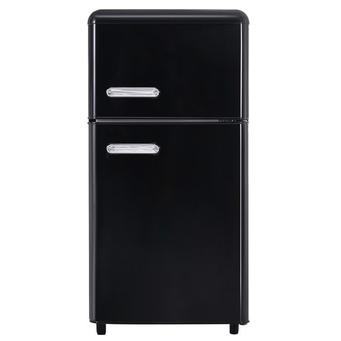 Réfrigérateur Classique Rétro Frigo 72L Double Porte - Congélateur 21L - LED - 120kWh/an - Noir - Classe E