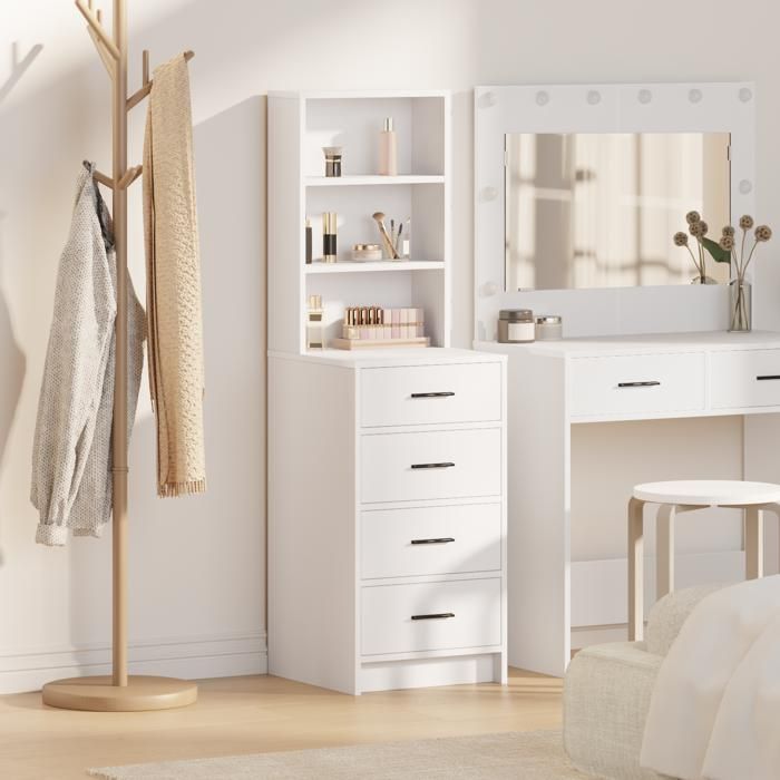 Moderne Highboard Commode Armoire de chambre - Blanc 40x41x135 cm Bois dingénierie @FR(782329)