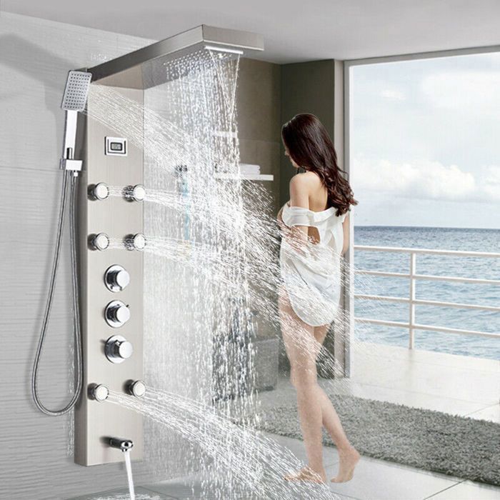 AURALUM MAX Colonne De Douche Thermostatique Chromée,3 Fonctions Kit Douche Avec 30 * 20cm