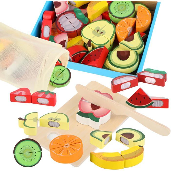 Cuisine Jouet Enfant 75 Pièces – Fruits Et Légumes à Découper, Jeu D'imitation éducatif Pour Les Petits De 3 à 5 Ans - 2