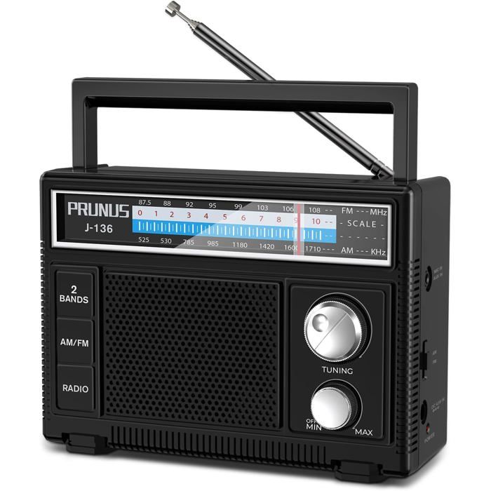 Poste Radio Portable, AM/SW/FM Petite Radio Vintage, Transistor Radio a Pile avec Fonction TWS/USB/TF Card/BT5.0, Radio Portable Rechargeable pour la Cuisine, Le Bureau, l'Extérieur (Blanc