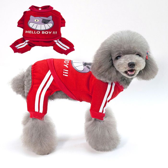 Meilleurs prix pour Pull à capuche pour chien combinaison à quatre pattes sweat-shirt vêtements pour chien (rouge)