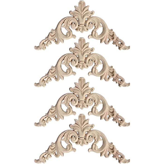 Moulures décoratives bois sculpté 4 pièces angles meubles cuisine déco