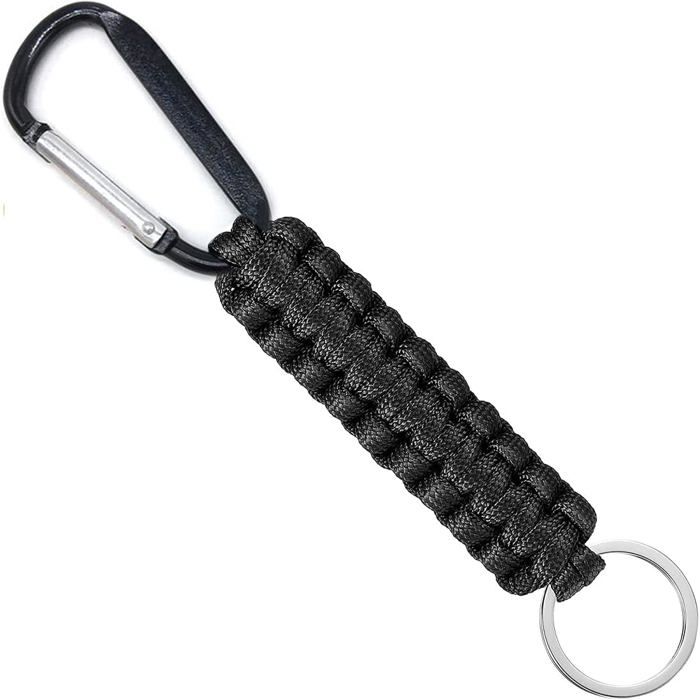 Porte-clés en paracorde tressée avec clips de verrouillage anneau en D crochets de suspension kit de survie en acier robuste