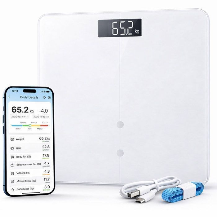 Balance Pèse PersonneBalance Impédancemètre Bluetooth Balance Connectée avec AppHaute Précision12