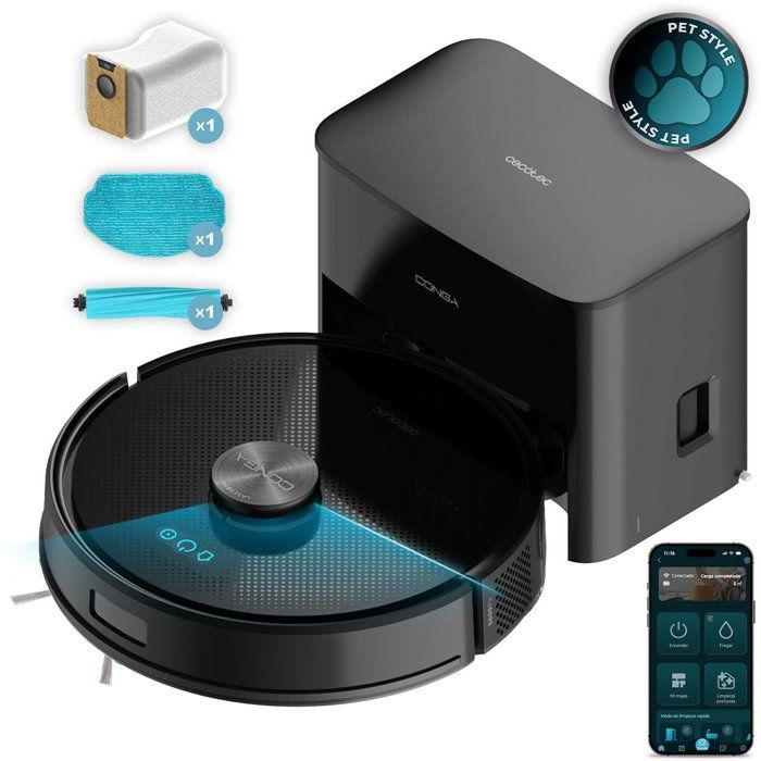 Aspirateur robot laveur - CECOTEC - Conga Y70 - 20 000 Pa - 160 m² - Noir - Cecotec