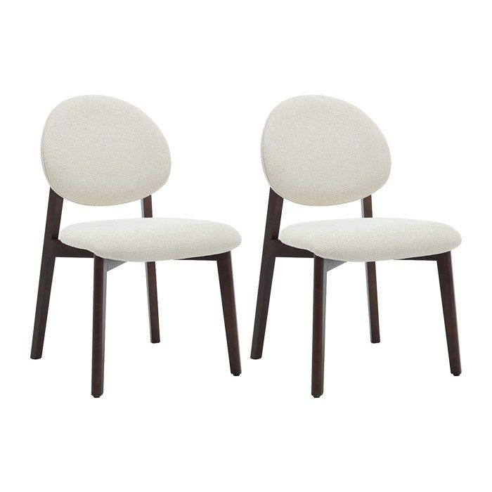 Lot de 2 chaises en tissu texturé et bois dhévéa naturel foncé - Crème - MARLENI Lot de 2 chaises en tissu texturé et bois dhévéa naturel foncé - Crème - MARLENI