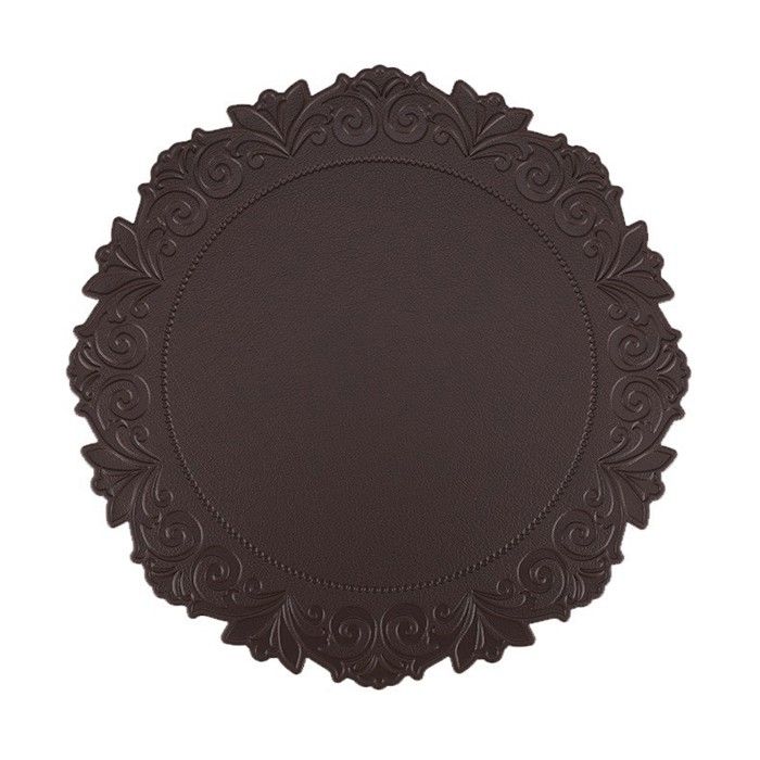 Coussin assiette ronde en relief (marron rétro)