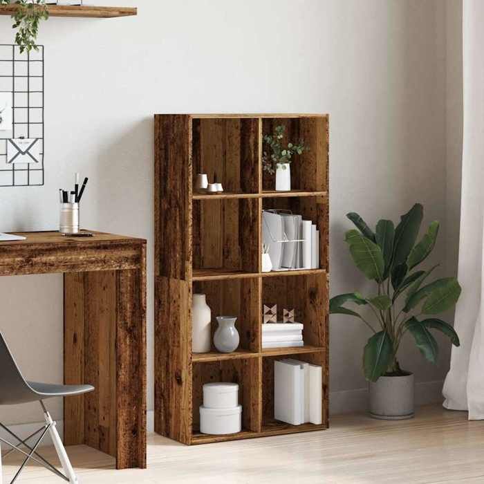 77861 Etagère bibliothèque - MEUBLECHIC - avec stockage - Pour salon - vieux bois 66x30x130 cm bois dingénieriePrintemps/été
