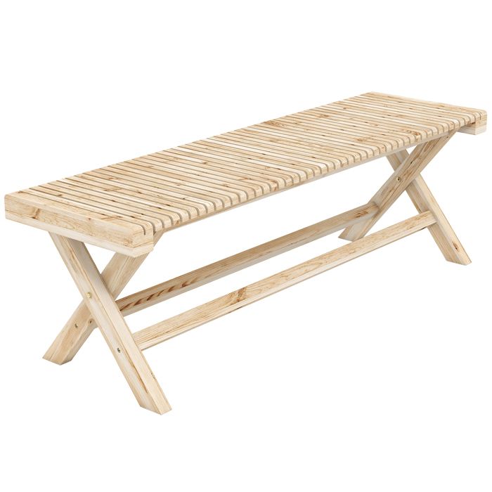 Banc de jardin - Outsunny - 2 places - assise à lattes - bois massif - Capacité 240 kg - 140 x 40 x 43 cm - Bois Naturel