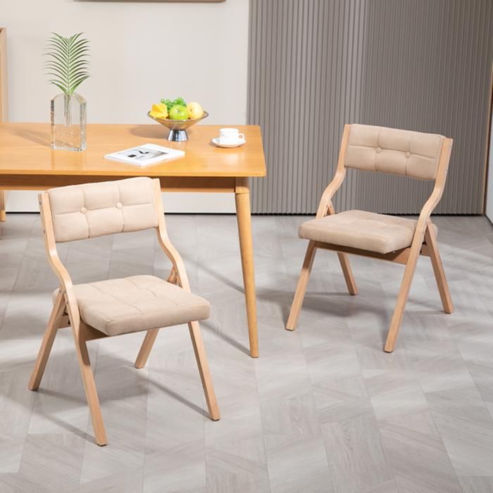 Lot de 2 Chaises Pliantes en Bois BELLEMAVE- Chaises de Salle à Manger Rembourrées- Sans Montage- Pour Accueil Bureau Fêtes- Kaki