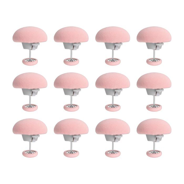 Lot de 12 épingles/pinces pour housse de couette épingles en coton/attaches en forme de champignon roses