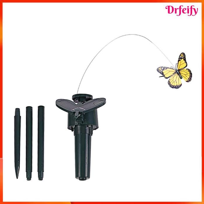 Ornement de jardin solaire - AKOZON - Mod. 1# - Papillon/Colibri à ailes de plumes - Mouvement dansant - Multicolore