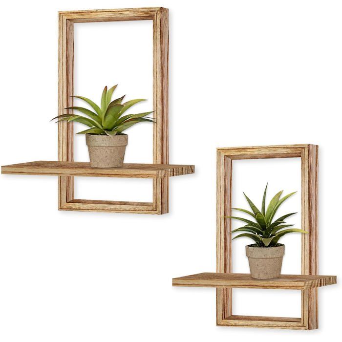 2 Pièces Étagères Flottantes Bois Massif Design Bohème Moderne Suspension Murale pour Salon Chambr ACCESSOIRES FABRICATION MAISON