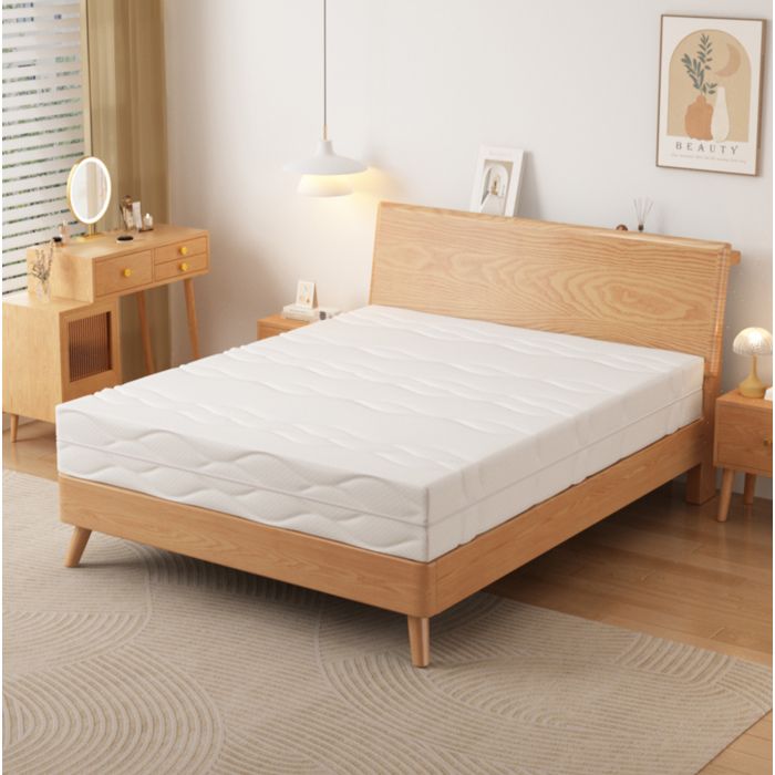 Matelas 180x200 cm VIVRYN - Ressorts ensachés 7 zones H3/H4 20 cm OEKO-TEX mousse blanc gris