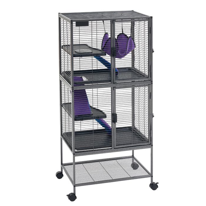 Cage en Métal pour Petits Animaux 138 cm-Duoku-Structure à 4 Niveaux avec Roulettes Adapté Chinchillas Cochons dInde et Lapins