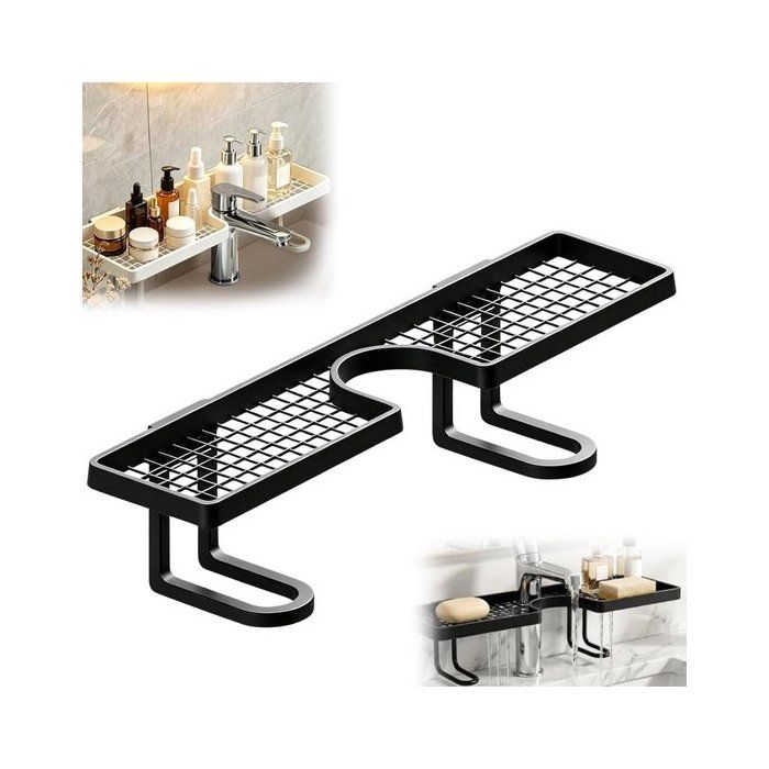 Organisateur dévier - Étagère de rangement pour robinet - Support dévier - En forme de U - Sans perçage - 42 x 9 x 9 cm