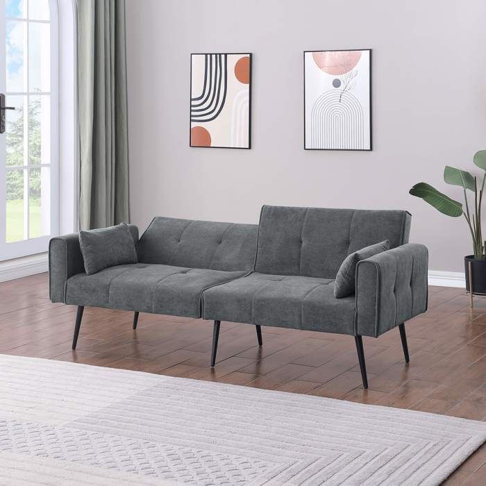 Canapé lit convertible 172 cm moderne meuble de salon couchage pour petit espace teinte gris