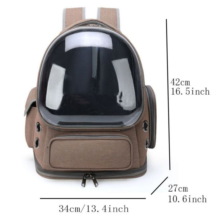 Sac de transport pour chat transparent grande capacité aéré pour extérieur caisse de transport pour animal‑kaki