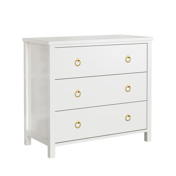 Commode avec 3 Tiroirs Meuble de Rangement pour Chambre Salon ou Dressing Blanc