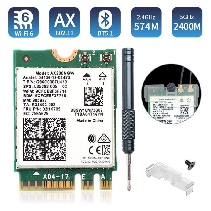 Intel AX200 - Adaptateur Wifi 6e Intel Ax210 Pcie, Bluetooth 5.2, 2400mbps,  802.11ax Ax210ngw, 2.4g-5ghz, 6 C - Cdiscount Informatique