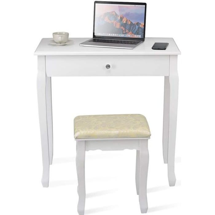 RELAX4LIFE Ensemble de Coiffeuse 3 en 1 avec Tabouret, Miroir Flip et RELAX4LIFE Ensemble de Coiffeuse 3 en 1 avec Tabouret, Miroir Flip et