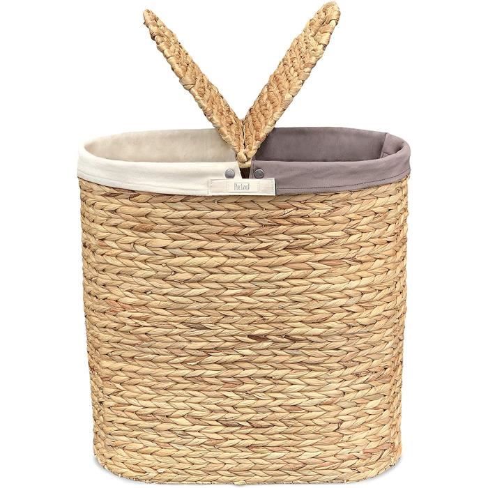Panier Rangement Jonc De Mer 40x28x19cm Avec Couvercle - Déco Salon, Bureau, Salle De Bain