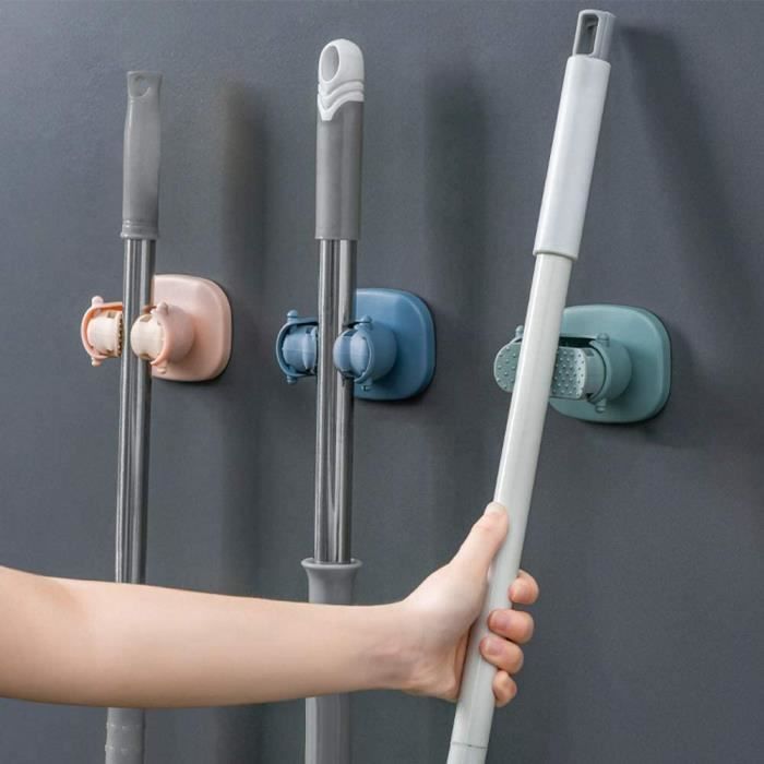2 pièces porte-outils en acier inoxydable-3 fentes 4 Crochet support de balai mu