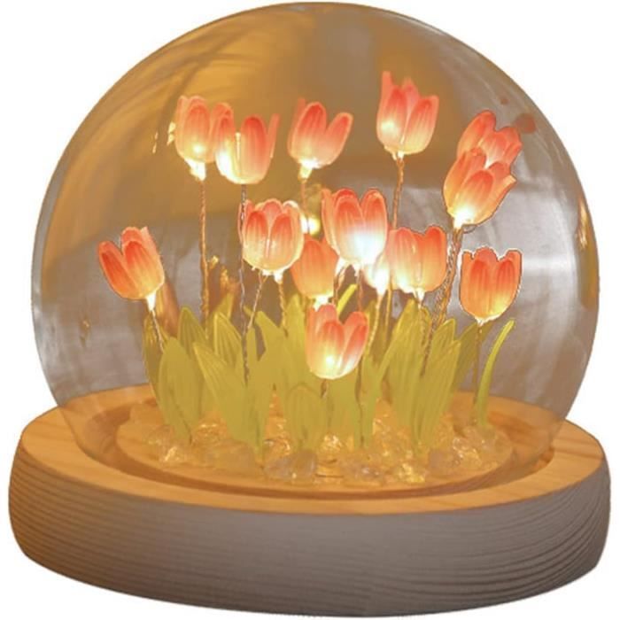 Akin Veilleuse LED en forme de tulipe, alimentée par piles, lampe