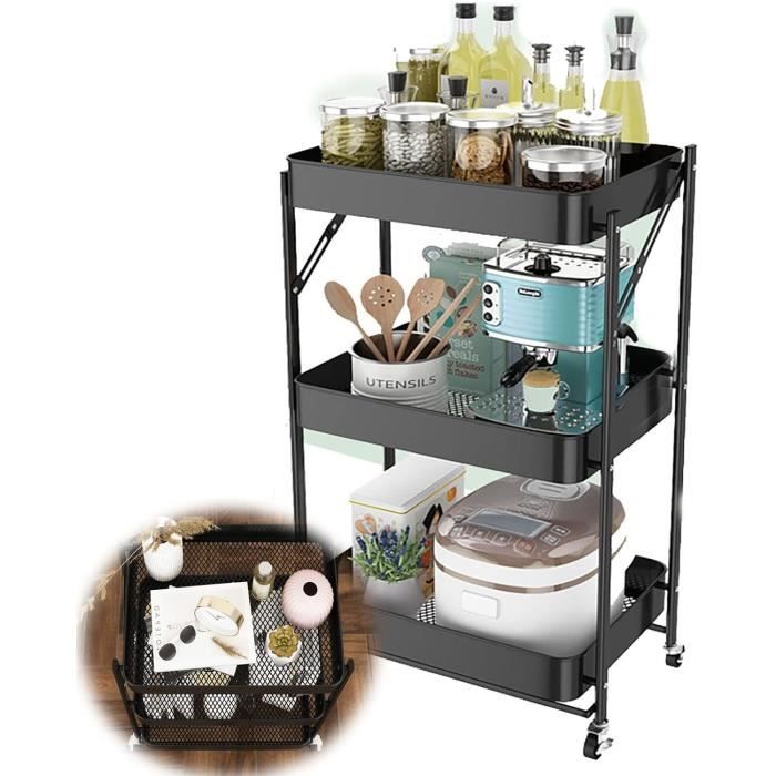UISEBRT Étagère de cuisine pivotante à 5 niveaux - Chariot de rangement