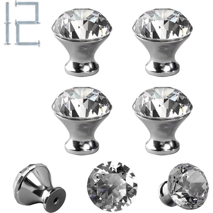 FINE-10Pcs 30mm Boutons Cristal Poignée De Porte Pour Tiroir Meuble