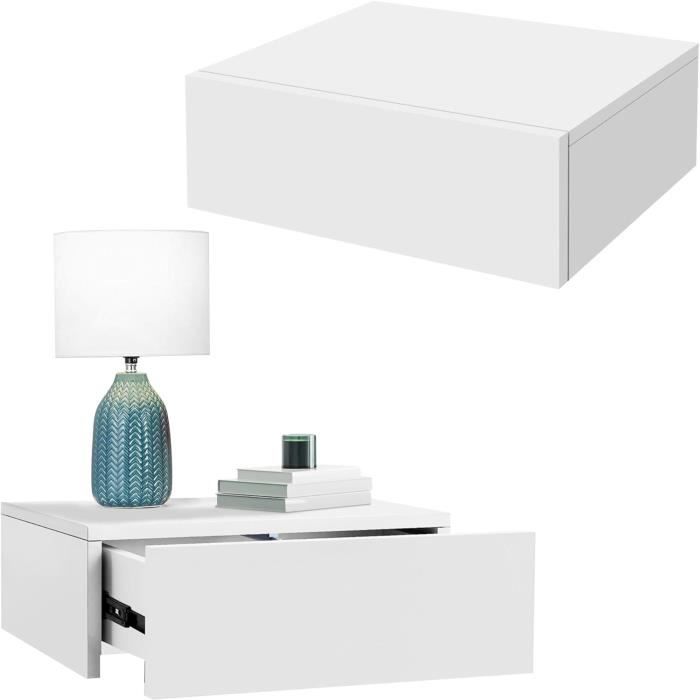 TABLE DE NUIT suspendue avec 2 tiroirs commode table de chevet MDF gris TABLE DE NUIT suspendue avec 2 tiroirs commode table de chevet MDF gris