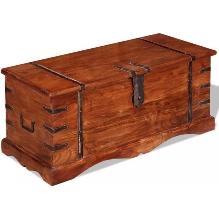 Boite De Rangement Coffre De Rangement Interieur En Bois Massif 90 X 40 X 40 Cm Marron Achat Vente Banc Cdiscount