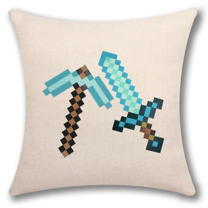 Minecraft Diamant Or Epee Lin Coussin Couverture Decoratif Imprime Pour Voiture Canape Maison Coussin Couverture Cdiscount Maison
