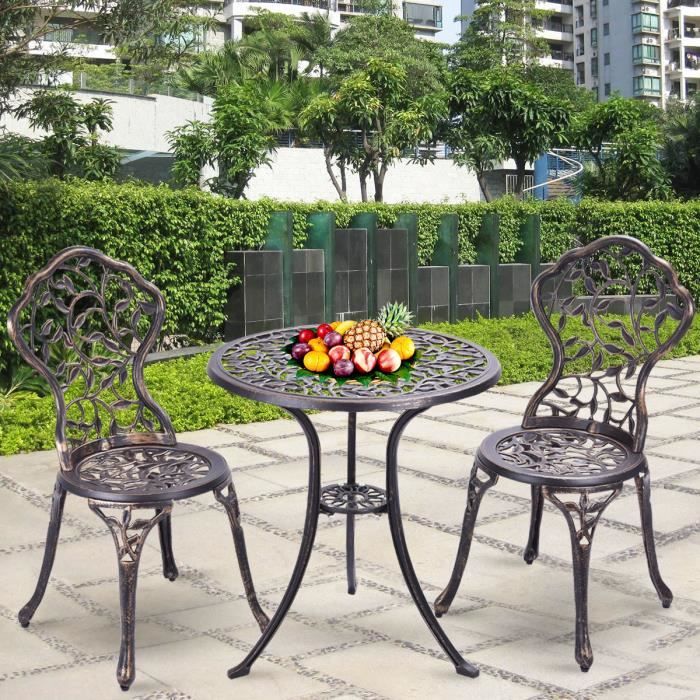 Table de Jardin et 2 Chaises en Aluminium Ensemble Bistrot ...