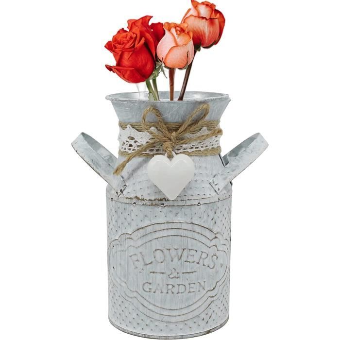 Com-four Vase Métal Aspect Martelé - Vase Décoratif Pour Fleurs Maison Bureau - Design 3