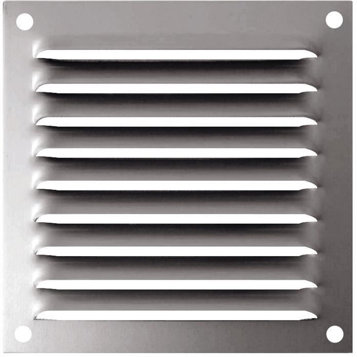 Autogyre Grille d'aération aluminium à persiennes avec moustiquaire brut 100 x 100 mm